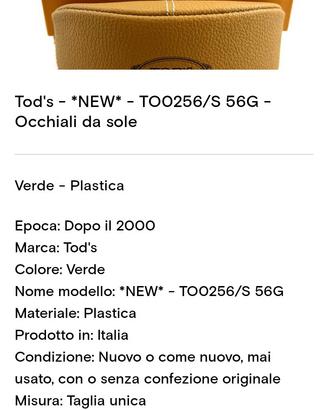 Occhiale da sole TOD'S ORIGINALE NUOVO
