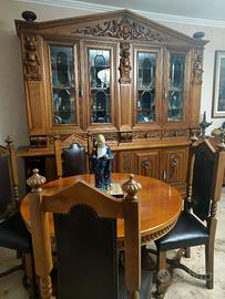 Mobile soggiorno noce massello intarsiato