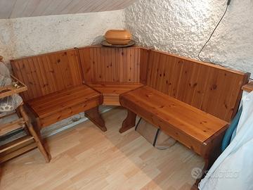 panca a L e frattino in legno
