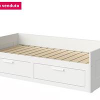 Struttura letto divano/2 cassetti, bianco, 80x200
