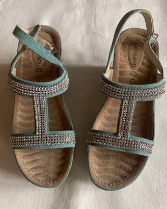 Grünland sandali donna 36 pelle acquamarina strass