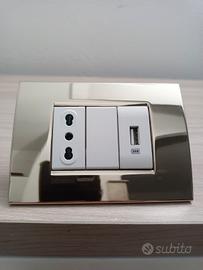 BTICINO PLACCA COMPLETA LIVING LIGHT ORO FREDDO 