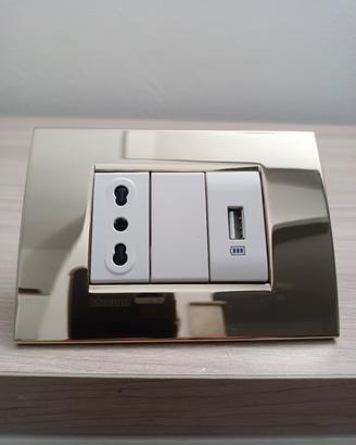 BTICINO PLACCA COMPLETA LIVING LIGHT ORO FREDDO 