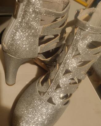 tamaris scarpe glitterate argento donna n 38 nuove