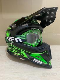 Casco cross Just 1 J12 Carbon Green Fluo