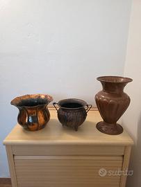 Trio di vasi vintage in rame