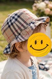 Cappello Neonato Burberry Originale a Quadri con T