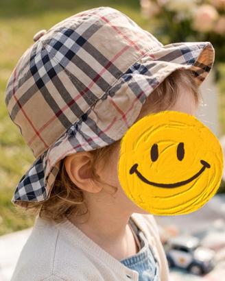 Cappello Neonato Burberry Originale a Quadri con T