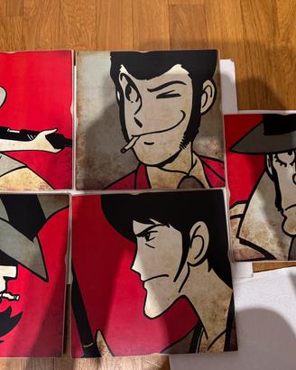 Lotto 5 Quadri Lupin III
