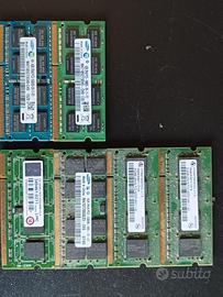 RAM so-dimm DDR2 nr.4  di 1GB + DDR3 nr.4 di 4GB