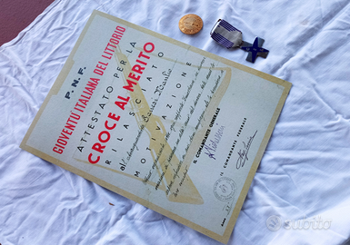 Attestato pnf-gil croce avanguardista pavia