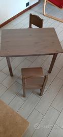 tavolino simil legno bambino con 2 sedioline