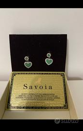 orecchini  oro bianco diamanti e smeraldi