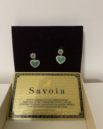 orecchini  oro bianco diamanti e smeraldi