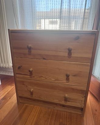 Cassettiera in legno con 3 cassetti