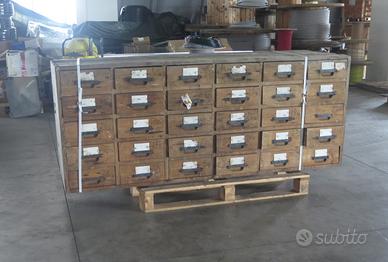 Cassettiera antica schedario farmacia con cassetti