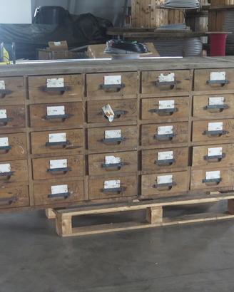 Cassettiera antica schedario farmacia con cassetti