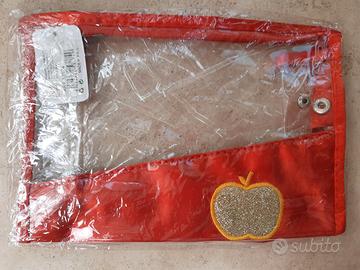 Pochette Trasparente PVC Rossa e Mela Oro Glitter