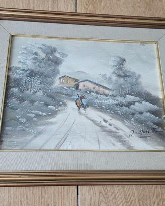 Quadro paesaggio innevato pittore Maietta