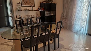 soggiorno laccato nero con tavolo vetro