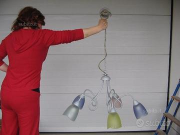 Lampadario 5 luci con abat iour coordinata