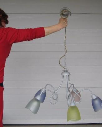 Lampadario 5 luci con abat iour coordinata