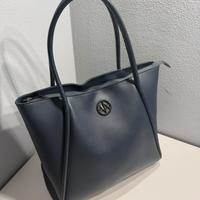 Borsa Armani Exchange in pelle blu