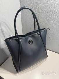 Borsa Armani Exchange in pelle blu