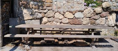 TAVOLO IN LEGNO MASSICCIO CON PANCHE