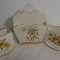 Set di 3 portatovaglioli con girasoli