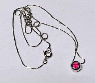 collana oro bianco e rubino