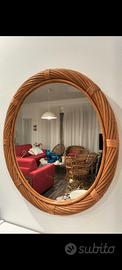 Specchio ovale midollino anni 70