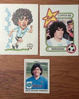 lotto 3 figurine Panini Diego Armando Maradona 