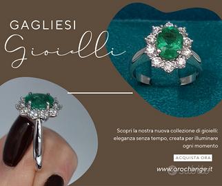 ANELLO ORO SMERALDO E DIAMANTI 