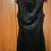 Tubino nero velluto con paillettes, taglia XS