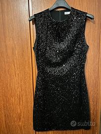 Tubino nero velluto con paillettes, taglia XS