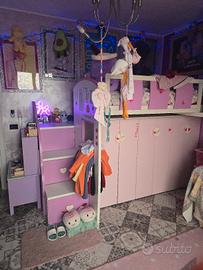 cameretta soppalco rosa e bianca + altro ikea