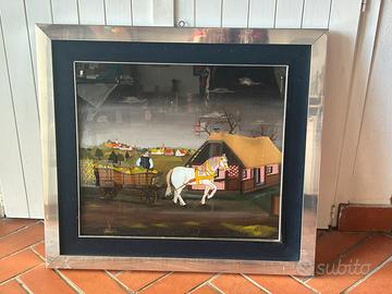 Quadro naif con cavallo