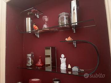 Mensole 2 Surf in vetro trasparente con supporti