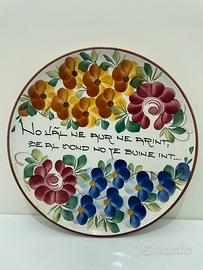 Piu foto! PIATTO CERAMICA DECORO FIORI FRIULANO