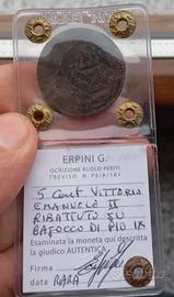 R5 Prova di stampa su tondello baiocco 5 Cent VEII