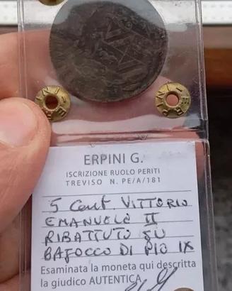 R5 Prova di stampa su tondello baiocco 5 Cent VEII