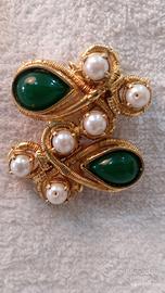 Spilla vintage rosone dorata alta bigiotteria 