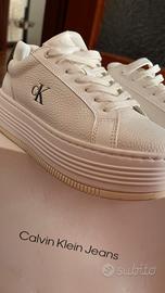 sneaker platform bianca in pelle Calvin Klein