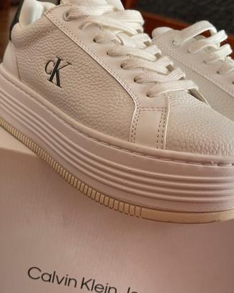 sneaker platform bianca in pelle Calvin Klein
