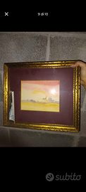 Quadro Acquerello Tramonto sul Mare