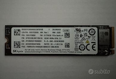 512 GB SK Hynix SSD M.2 2280 PCIe NVMe GEN4