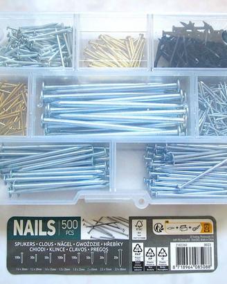 Kit assortimento chiodi a testa piana 500pz.
