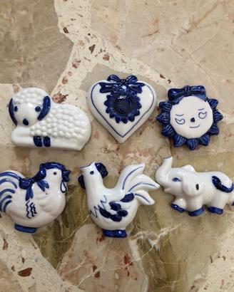 6 calamite a forma di animali in ceramica