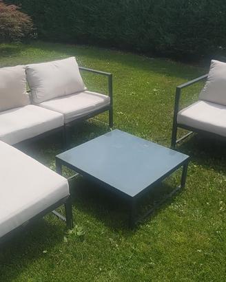 Salotto set da giardino componibile in alluminio